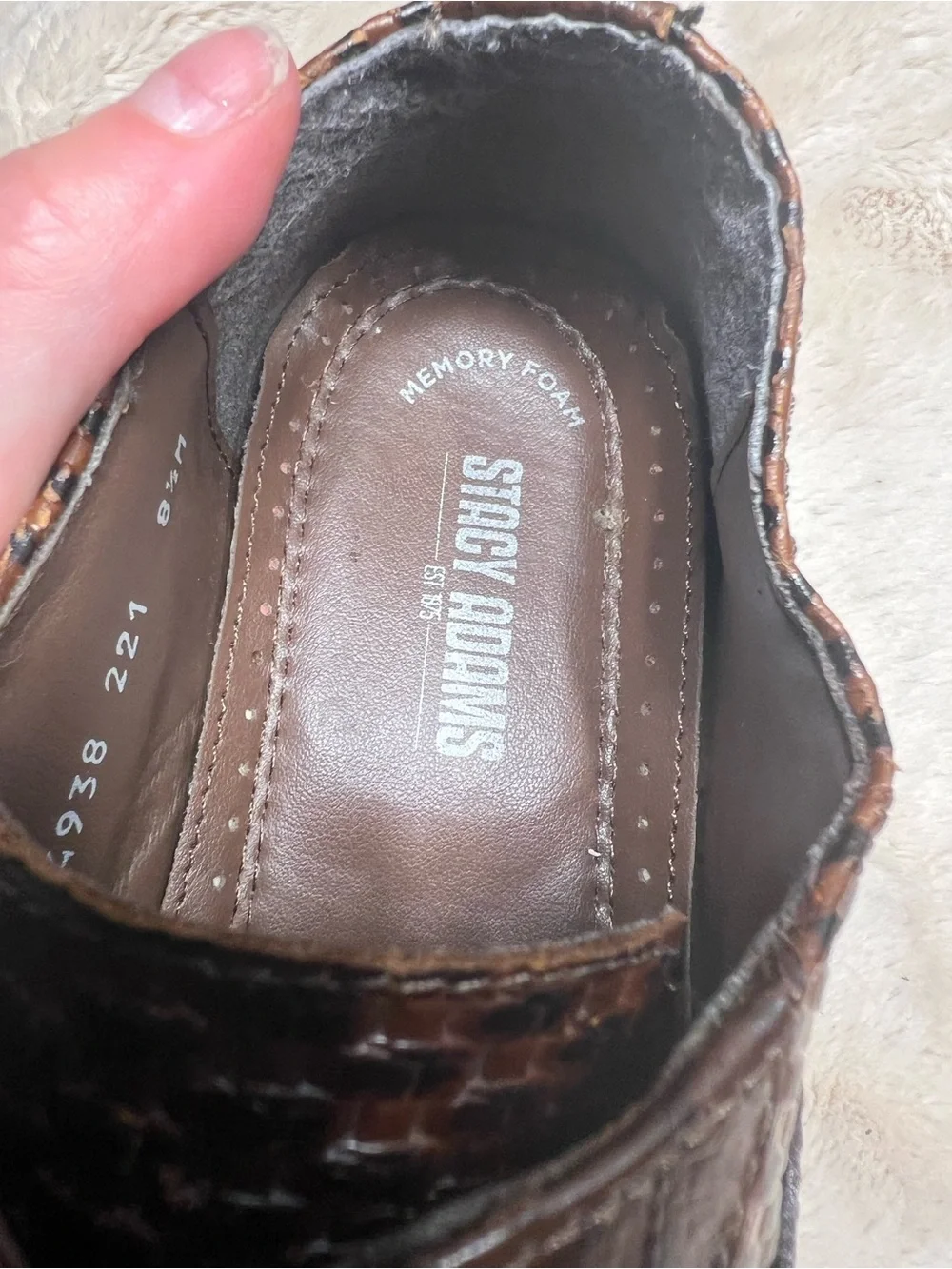 Stacy Adams Sanfillipo cognac basket weave print leather shoes size 8.5